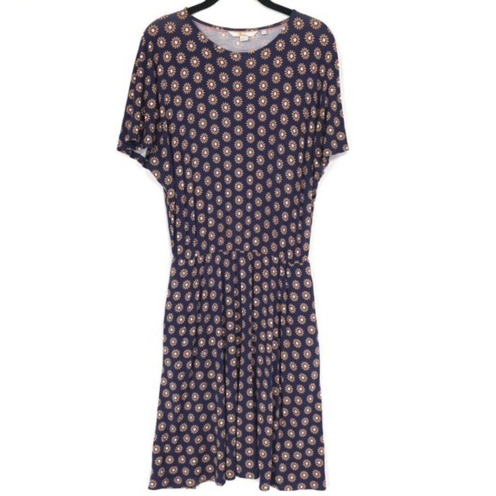 Boden‎ Women's Dress Size 8R Flutter Sleeve French Navy Daisy Stamp Jersey D0113